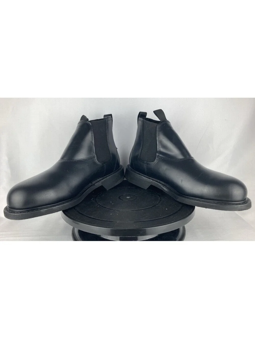 Men’s 8 XW (Extra Wide) CAPPS Molder Work Boots Black Leather Steel Toe Slip On